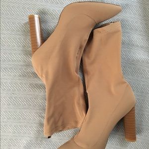 Mid calf beige boots