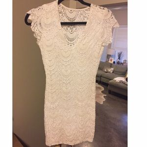 white nightcap lace cap sleeved dress