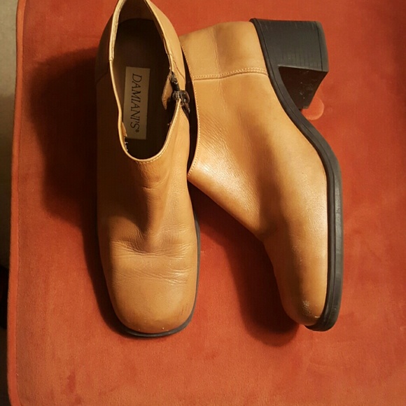 Natural color leather booties