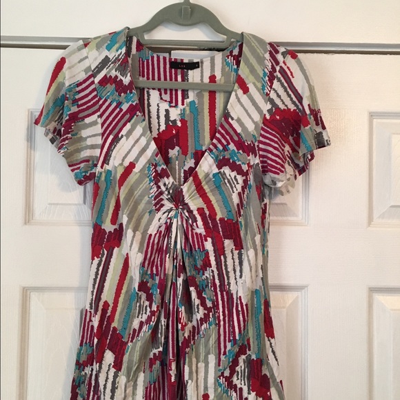 LUX Abstract Multi-Colored Flowy Short Sleeve Top - Picture 3 of 4