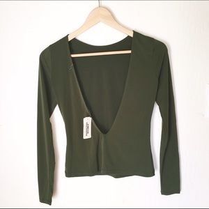 F21 scoop back olive long sleeve