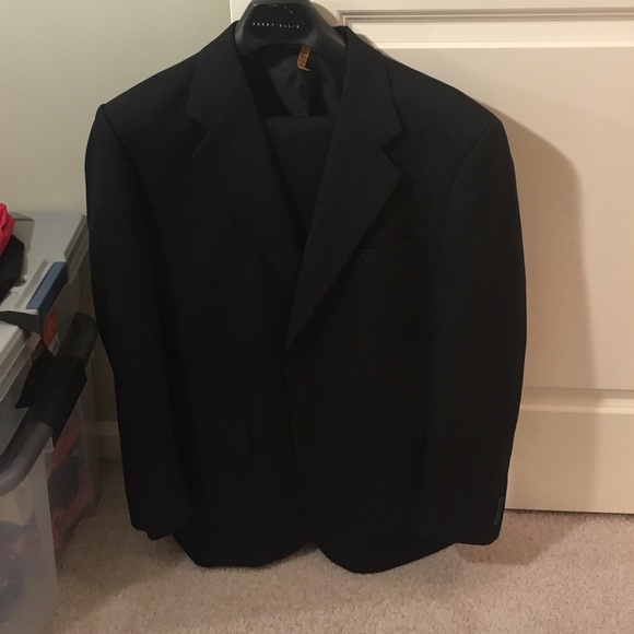 Black suit with subtle pinstripe- wool