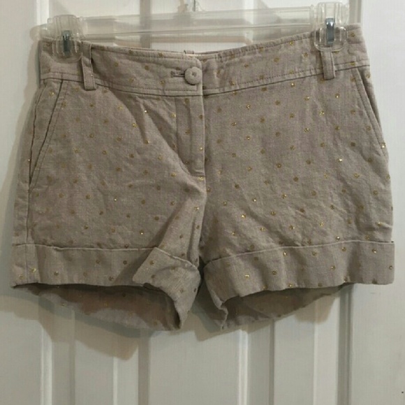 J. CREW city fit shorts with gold polka dots