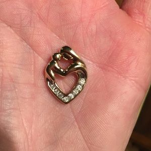 10k gold and diamond mother and child pendant