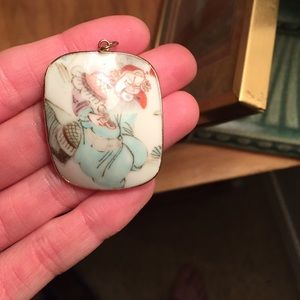 Vintage Asian porcelain pendant