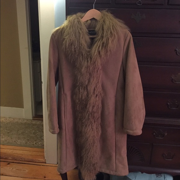 Faux shearling Dana Buchman fur collar coat