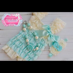 Aqua and Ivory romper