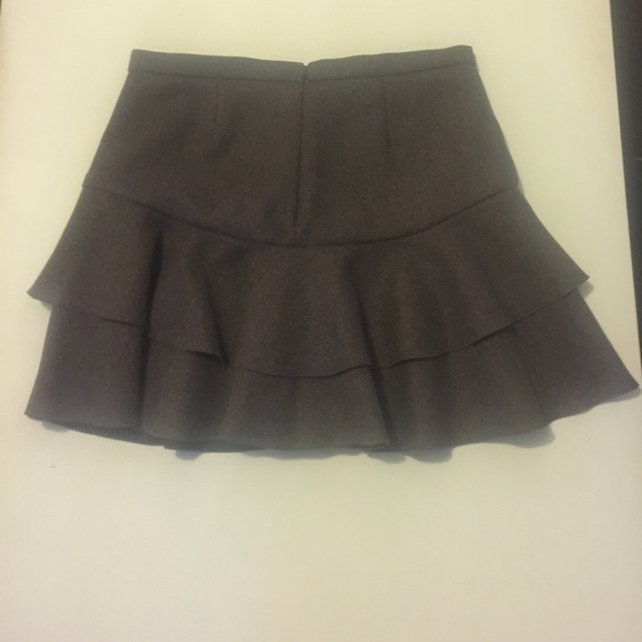 J Crew Gray Wool Ruffle Trim Skirt