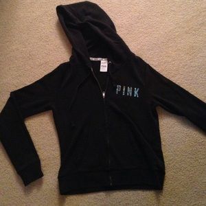 Bedazzled VS Pink Zip up hoodie