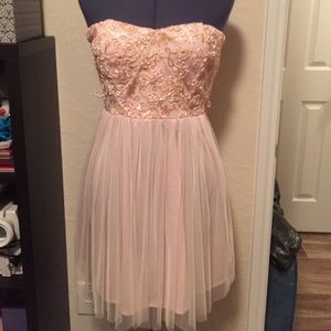 Pink party dress strapless