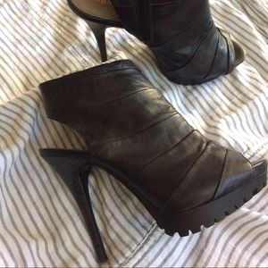 Edie by Levity - leather peeptoe booties