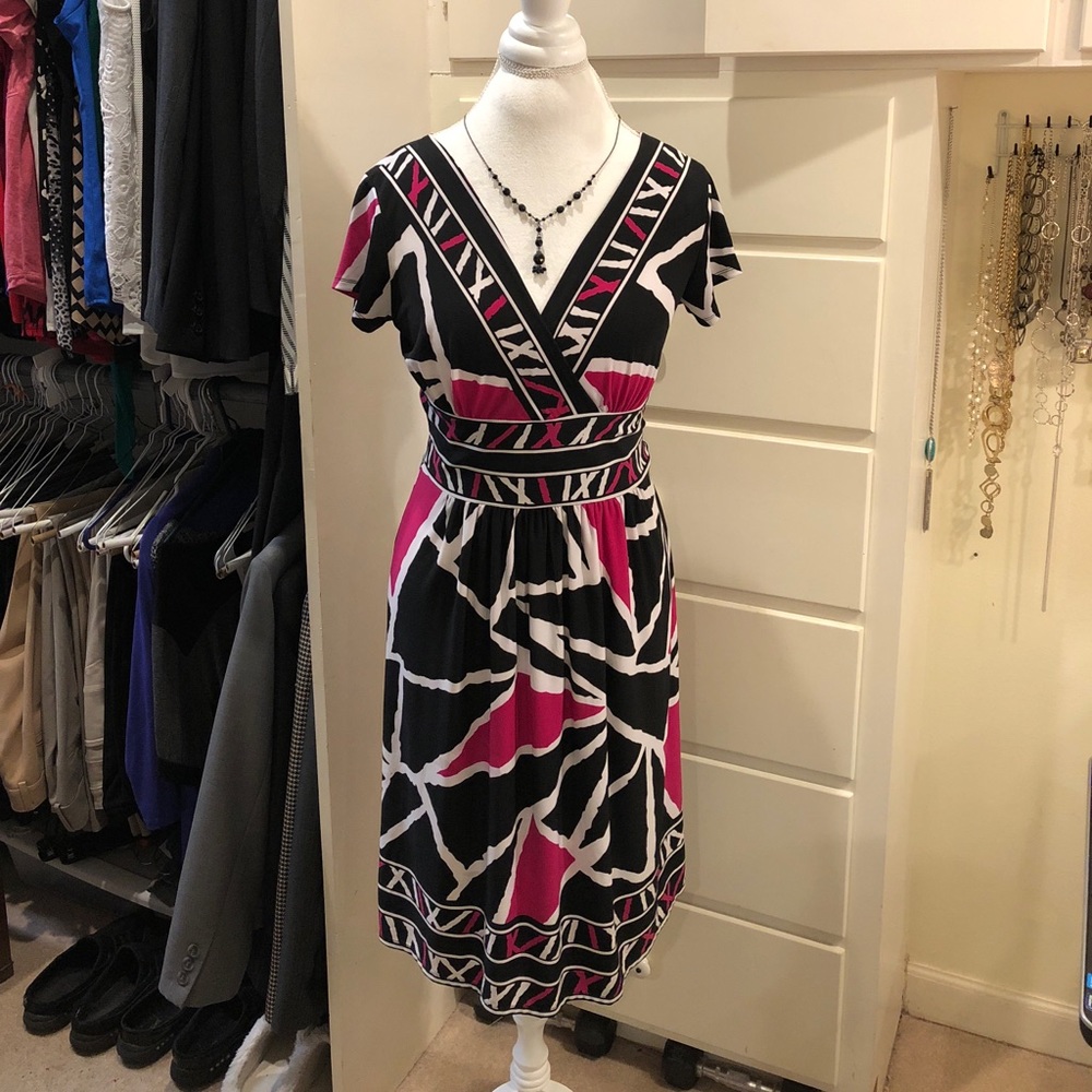 AB Studio black pink and white dress.