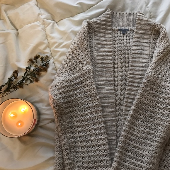 Waffle Knit Open Front Cardigan