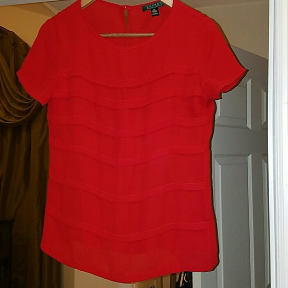 Ralph Lauren red silk short sleeve shirt
