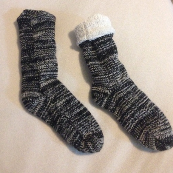 Fuzzy knit socks.