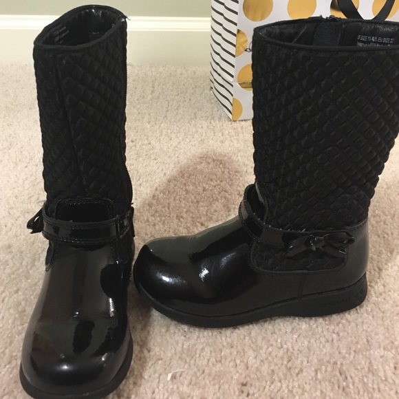 Black patent leather girl boots- real leather