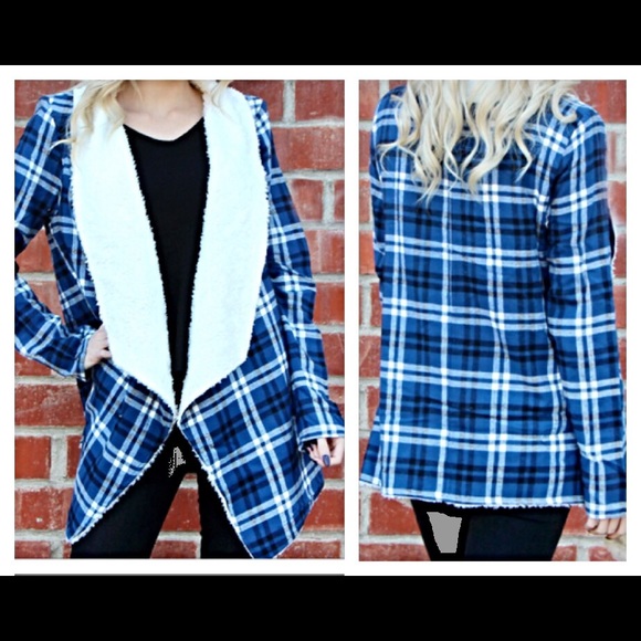 Sold Black Ivory Plaid Fur Cardi Wrap Medium - Picture 4 of 4