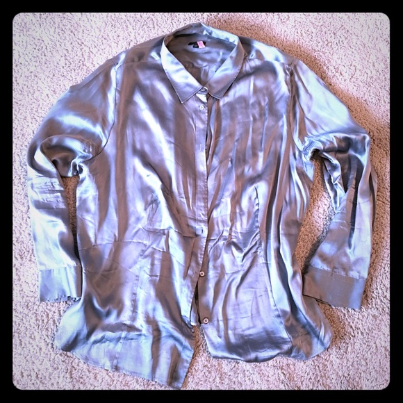Gray silk button up shirt
