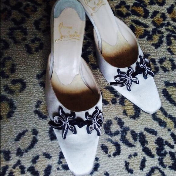 Christian Louboutin Pearl Grey Satin Mule