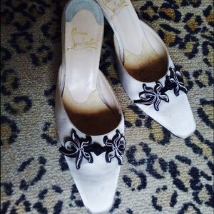 Christian Louboutin Pearl Grey Satin Mule