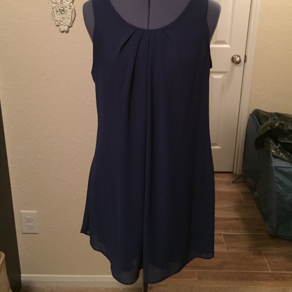 Blue high low dress with lace back