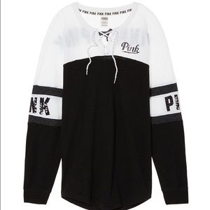 Victoria's Secret Lace Up Bling Varsity Crew