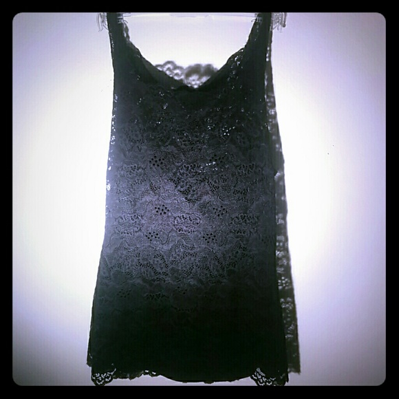Fancy black floral lace tank top