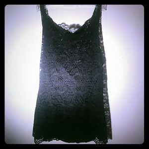 Fancy black floral lace tank top