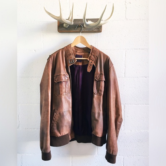 Ted Baker Men's Leather Jacket - Bomber Jacket