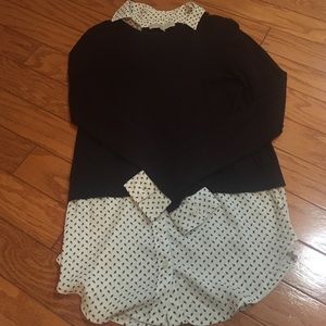 Loft Maroon sweater with built in blouse