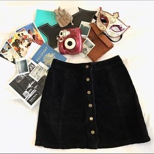 Real Leather High Waisted Button Up Mini Skirt