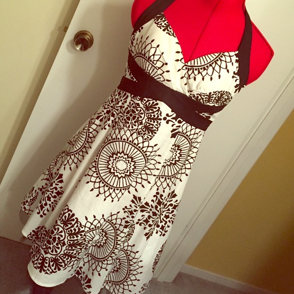 Black and white halter top style dress