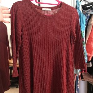 3/4 sleeve cotton ribbed dress