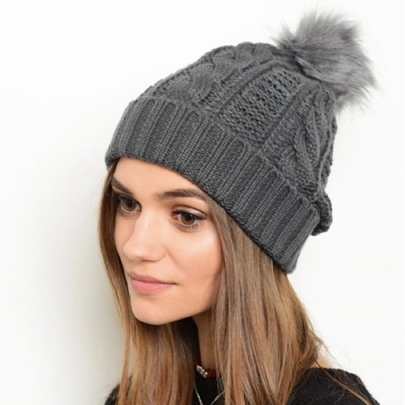 Cable Knit Pompom Beanie - Picture 2 of 2