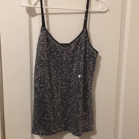 Gray sequin Express tank top