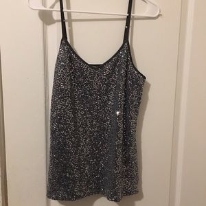 Gray sequin Express tank top