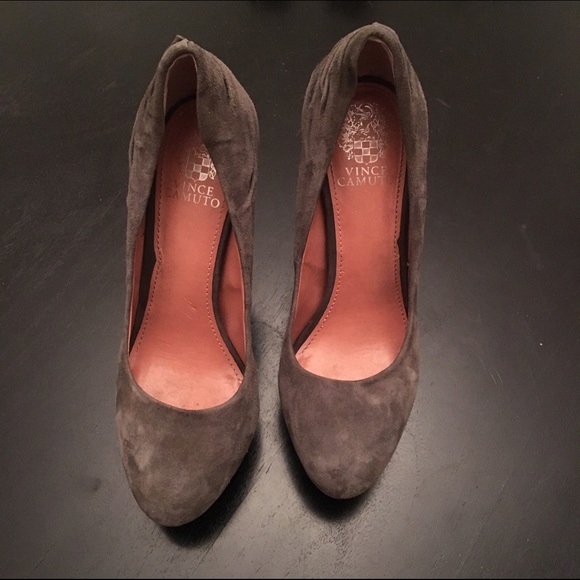 Vince Camuto grey suede heels