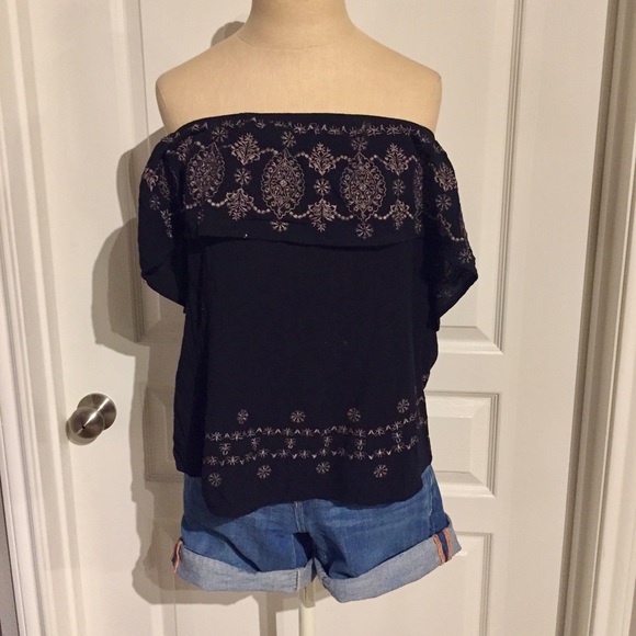 Black off the shoulder shirt