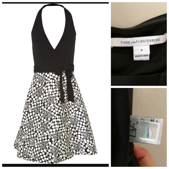 DVF Amelia Halter Tie Wrap Dress Size 8