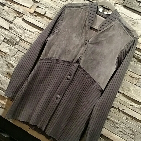 J. Jill Grey Suade and Soft Wool Jacket/Top
