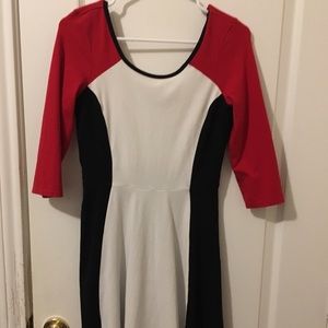 Express red black and white dress
