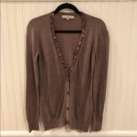 Ann Taylor LOFT heathered brown cardigan
