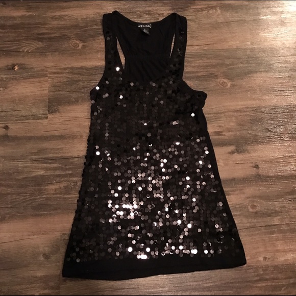 Black Sequin Racerback Tank