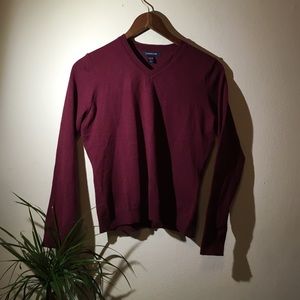 Lands' End Mahogany V-neck Sweater