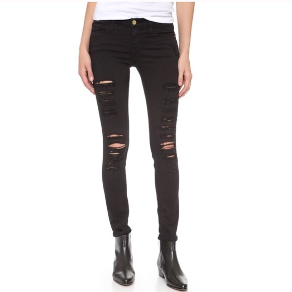 FRAME DENIM Le Skinny de Jeanne black/midrise/torn