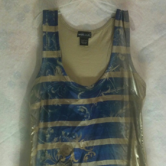 Blue and tan tank top