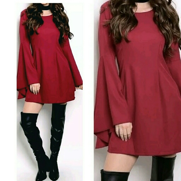⭐Baby Doll Flared Bell Sleeve Mini Dress - Picture 2 of 3