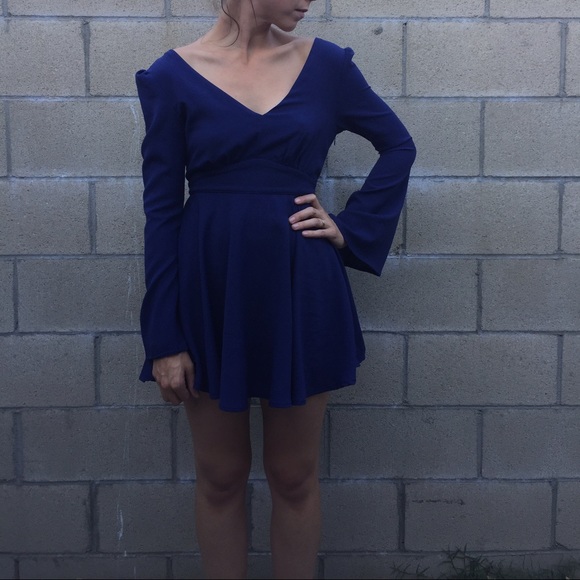 Navy blue backless dress
