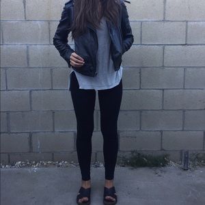 Leather buffalo biker jacket