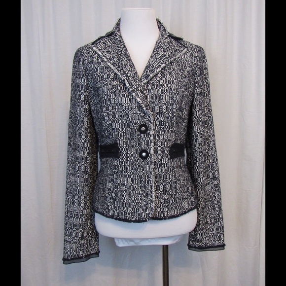 Ann Taylor Jackets & Blazers - Ann Taylor Black White Shiny Blazer 2